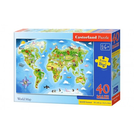 Puzzle 40 elementów MAXI Mapa świata